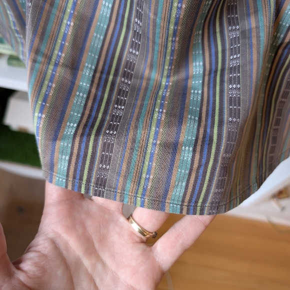 Robert Graham Men's Button-Up Shirt Striped Brown Blue Multicolour Size XL - Picture 6 of 11